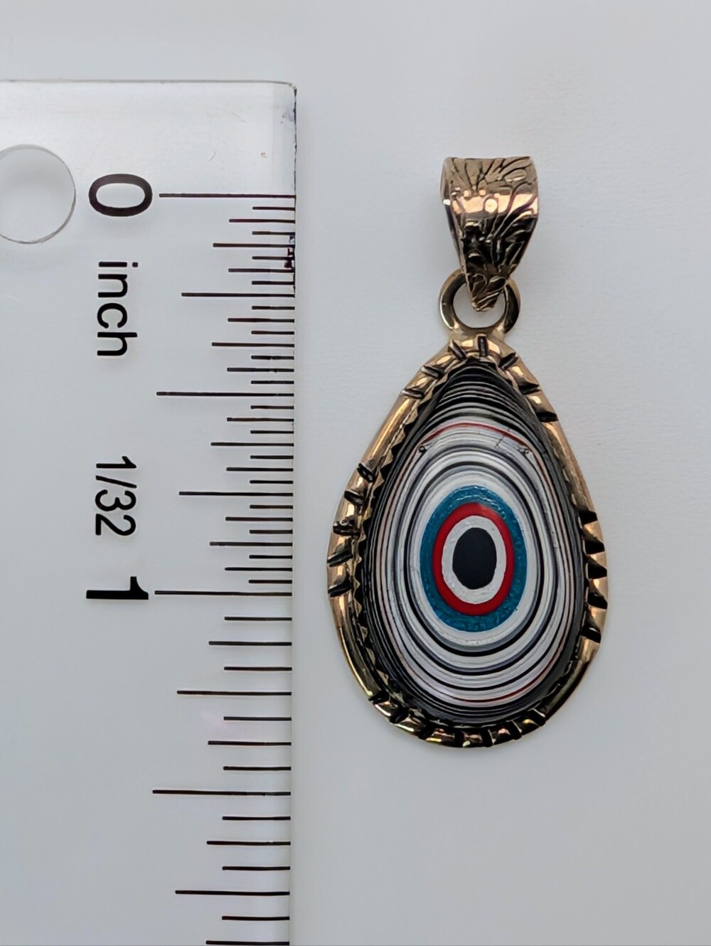 Fordite S925 Sterling Silver Pear Pendant - Picture 4 of 6